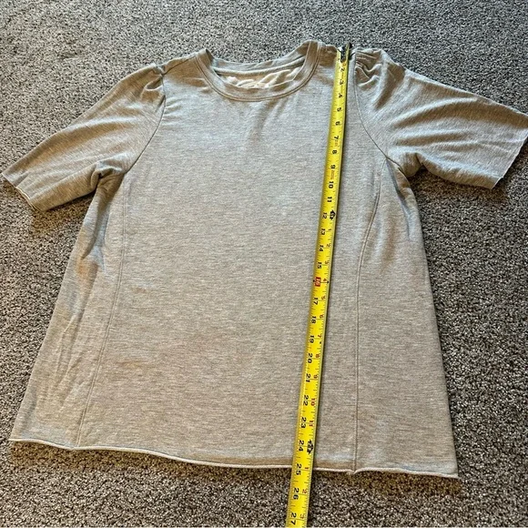 FOR THE REPUBLIC S Gray Puff Sleeve Lightweight Short Sleeve Sweatshirt R $58 - Picture 10 of 11